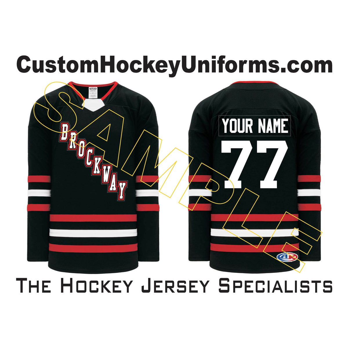 Custom Black Red Hockey Jersey Discount