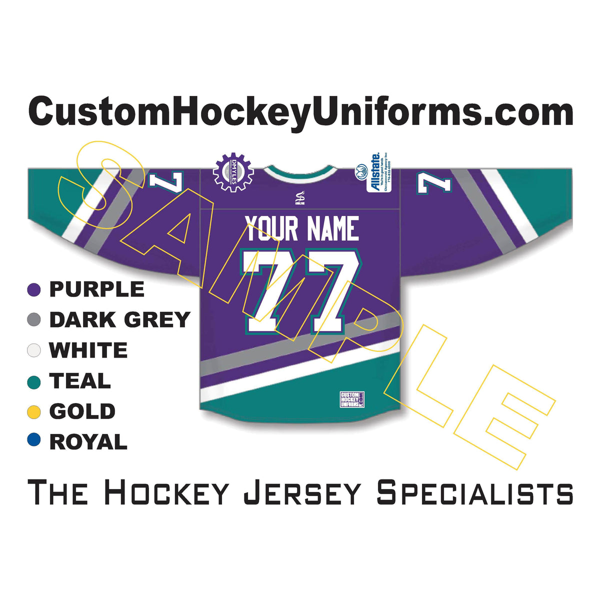 Custom Purple Teal-White Hockey Jersey Discount