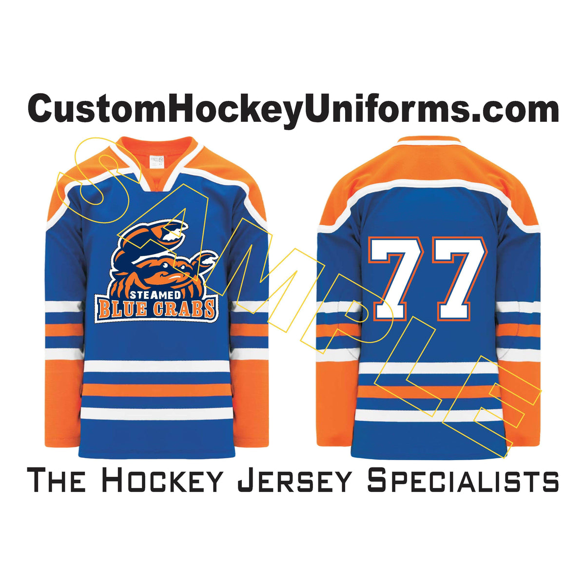 Custom Light Blue Orange-White Hockey Jersey