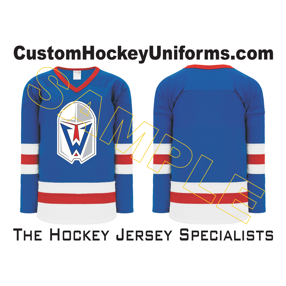 Cheap Custom Blue White-Red Hockey Jersey Free Shipping