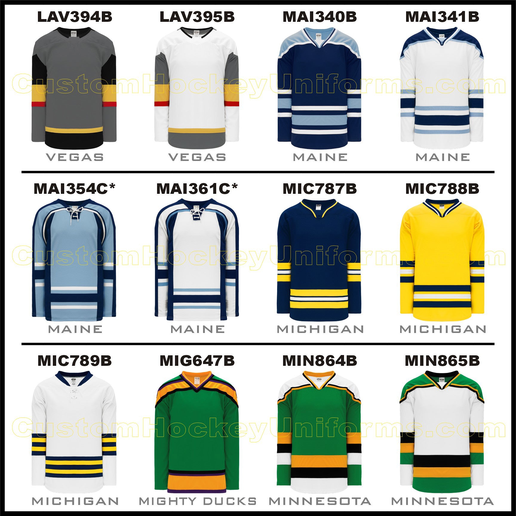 H550B-MIC787B University of Michigan Blank Hockey Jerseys