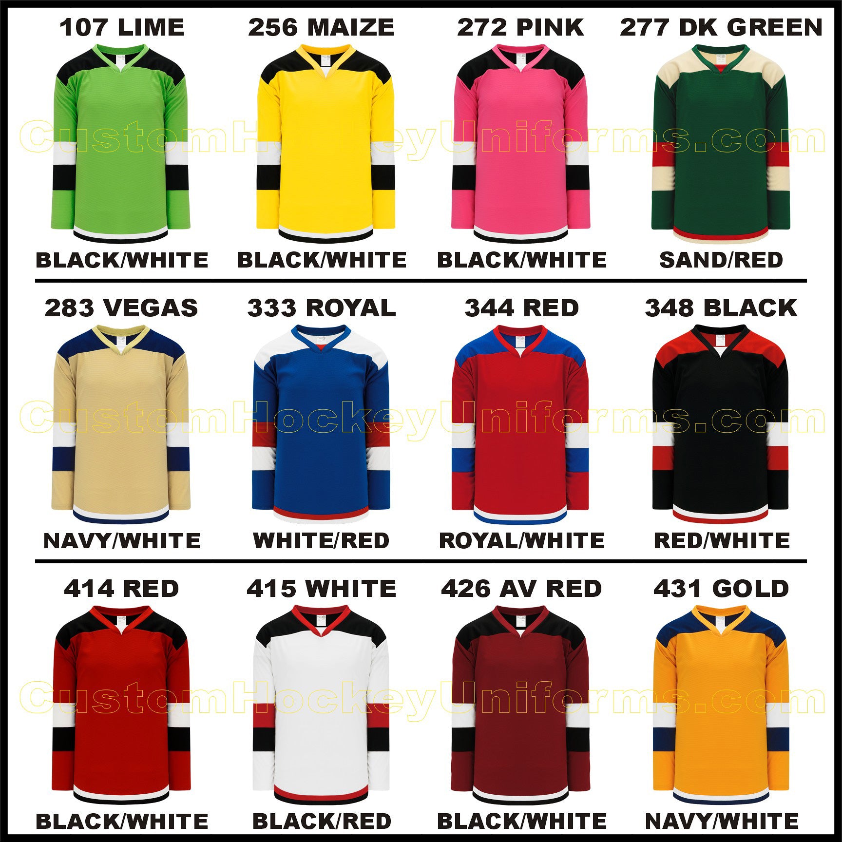 H7400-431 Gold/Navy/White League Style Blank Hockey Jerseys Youth XL