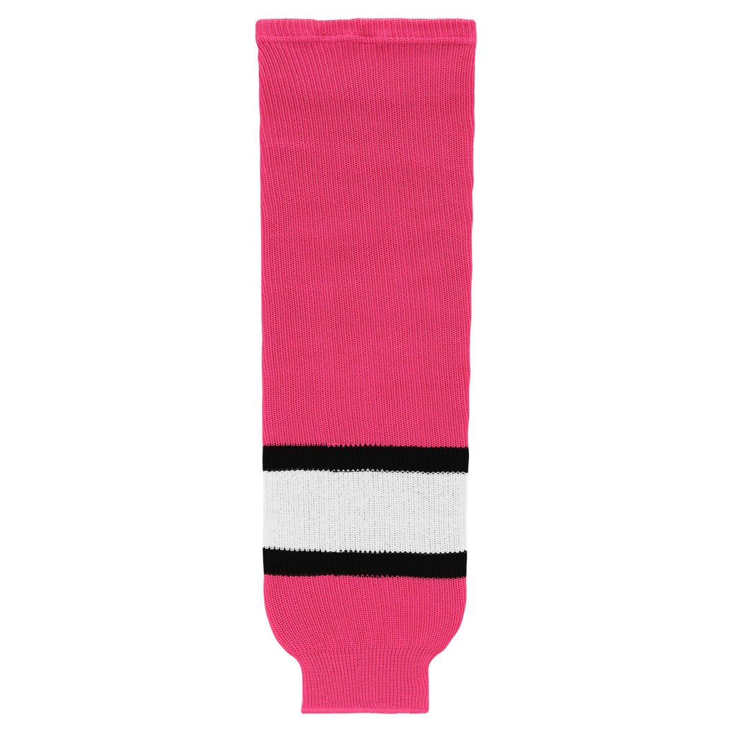 HS630-272 Pink/Black/White Hockey Socks